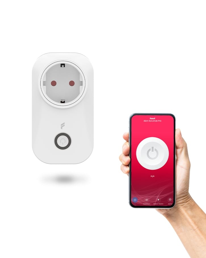 Akıllı Akım Korumalı Priz (16 AMPER), Wifi, 2 Yıl Garanti, Uzaktan Kontrol, Enerji Tüketim Takibi