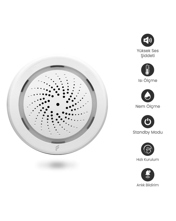Akıllı İç Ortam Siren - Isı/Nem Ölçer, WiFi, Google Asistan, Tuya