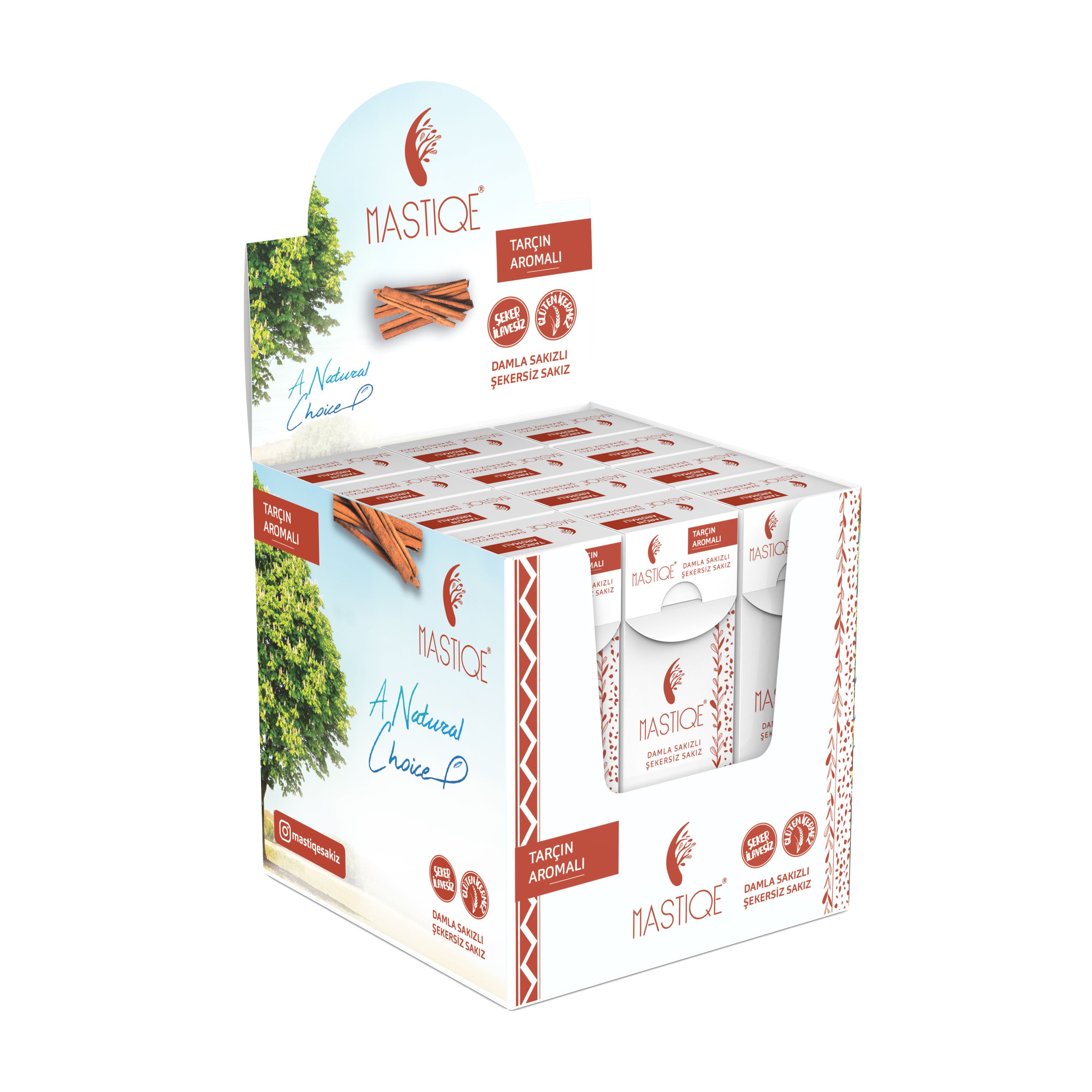 Doğal Tarçın Aromalı Damla Sakızlı Şekersiz Sakız 20 Grx12 Adet 0 image