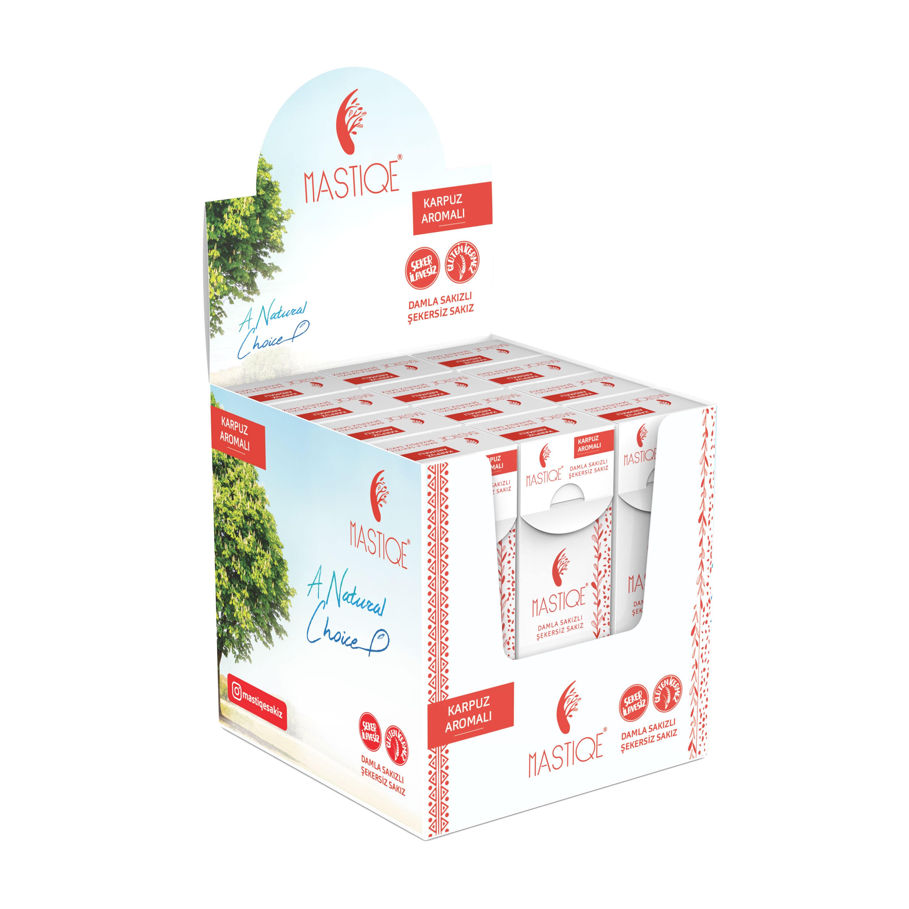 Doğal Karpuz Aromalı Damla Sakızlı Şekersiz Sakız 20 Grx12 Adet cover pic
