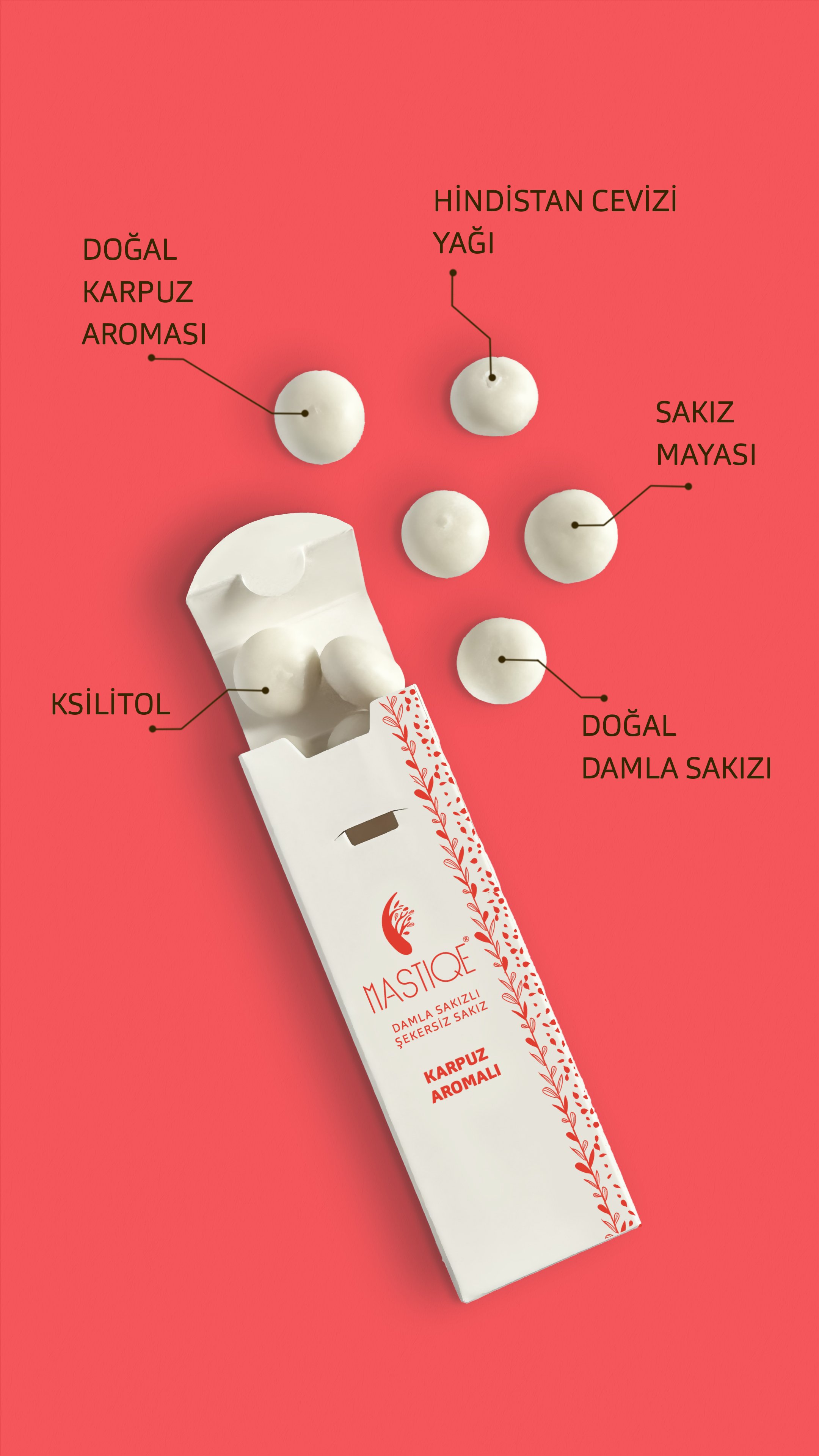 Doğal Karpuz Aromalı Damla Sakızlı Şekersiz Sakız 20 Grx12 Adet 0 image