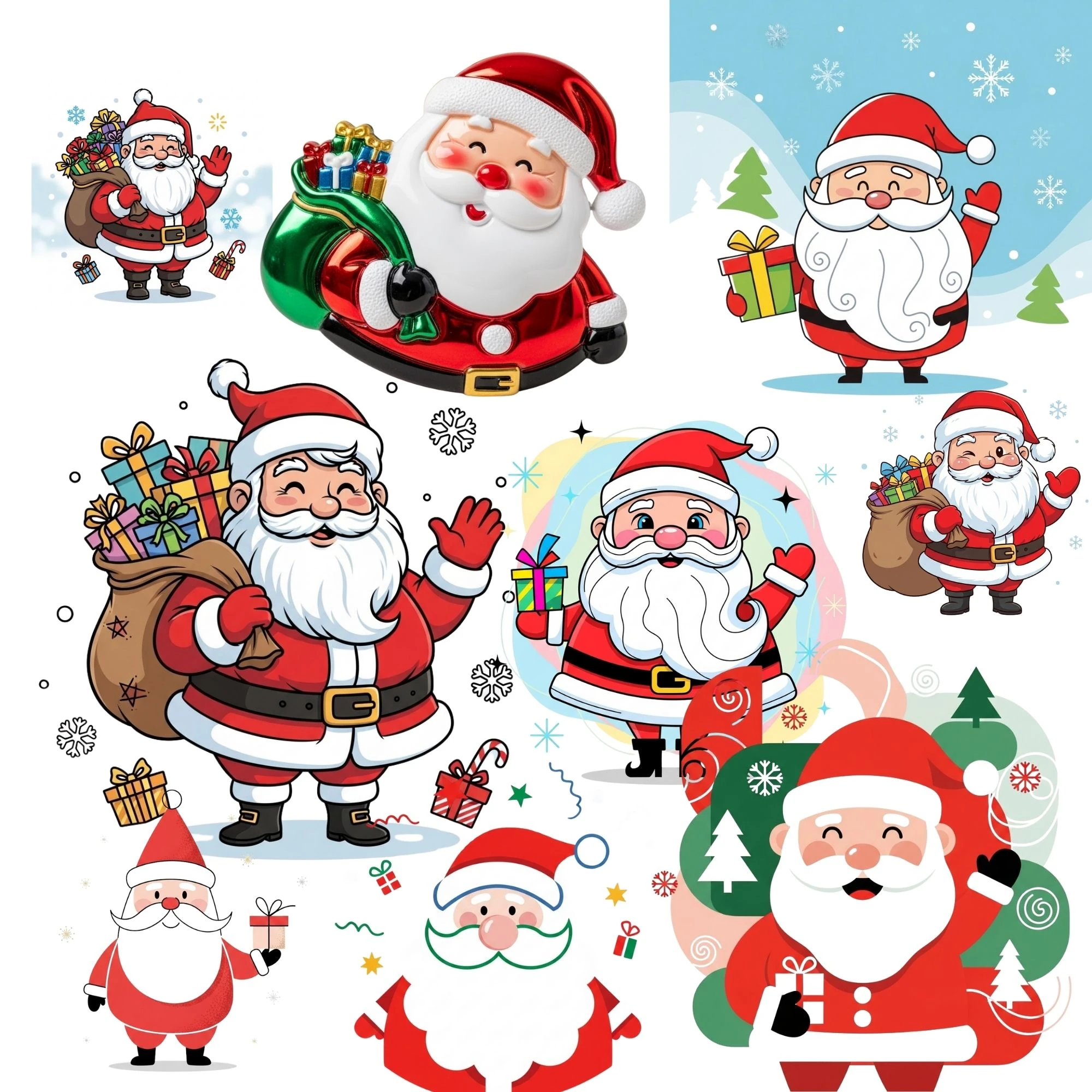 Noel Baba Noel Klibi: 40 Tuhaf PNG Grafikleri (Dijital İndirme)