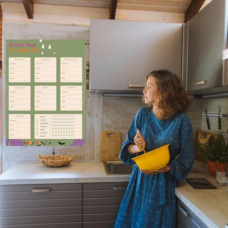 Yemek Planlayıcısı, Haftalık Yemek Takipçisi (A4 PDF Dijital İndirme)
