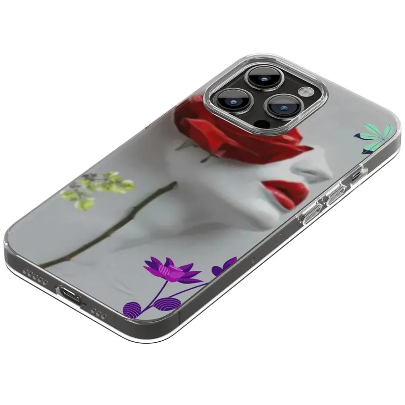 Çağdaş sanat, Kırmızı Gül Yüz Heykeli, Modern 3D Çiçek Maskesi (Dijital İndirme)