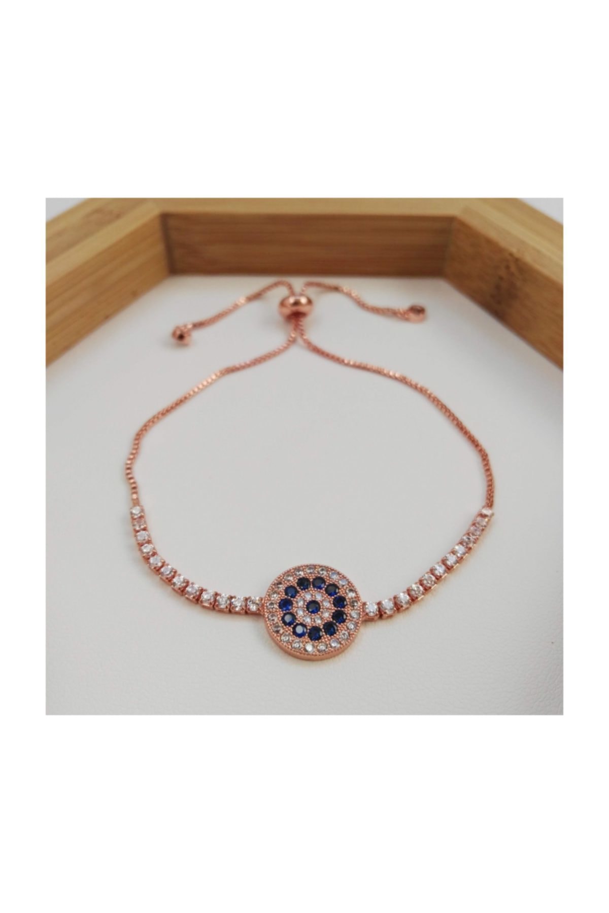 Zirkon Taşlı Asansör Bileklik - Rose