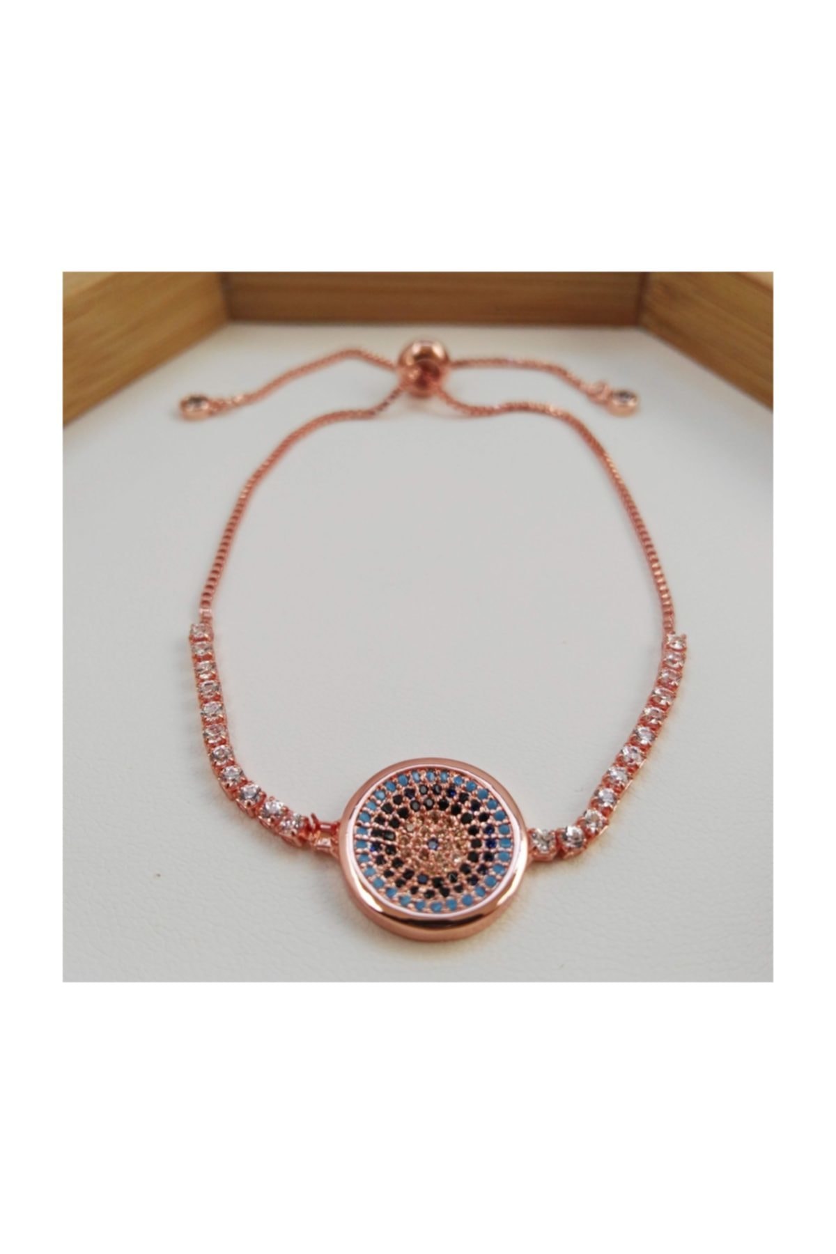 Zirkon Taşlı Asansör Bileklik Rose