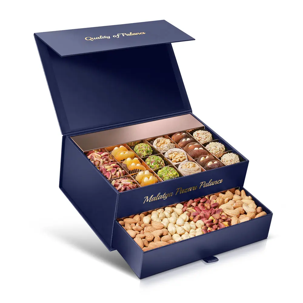 Lacivert İki Çekmeceli Kutu Kuruyemiş Special 730 g