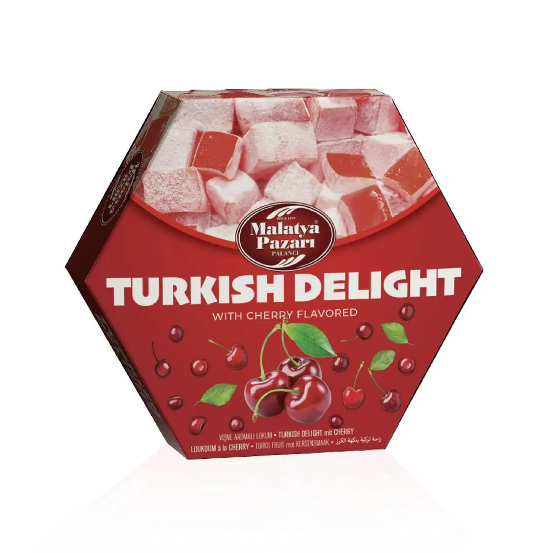 Cherry Flavored Turkish Delight 250 g Hexagonal Box