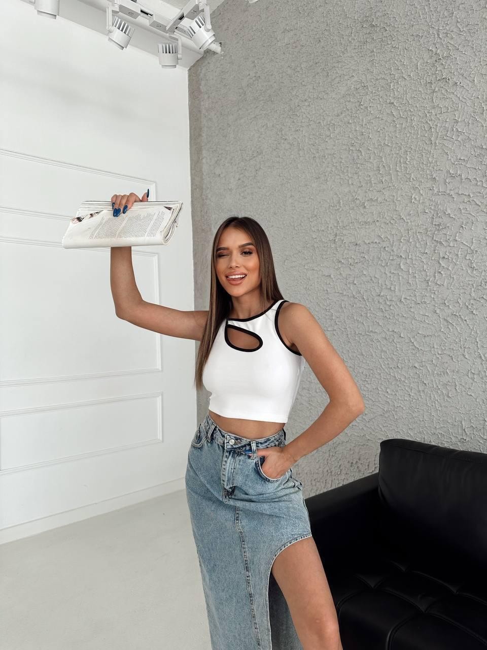 Kaşkorse Kumaş Crop Siyah & Beyaz Seçenekleriyle