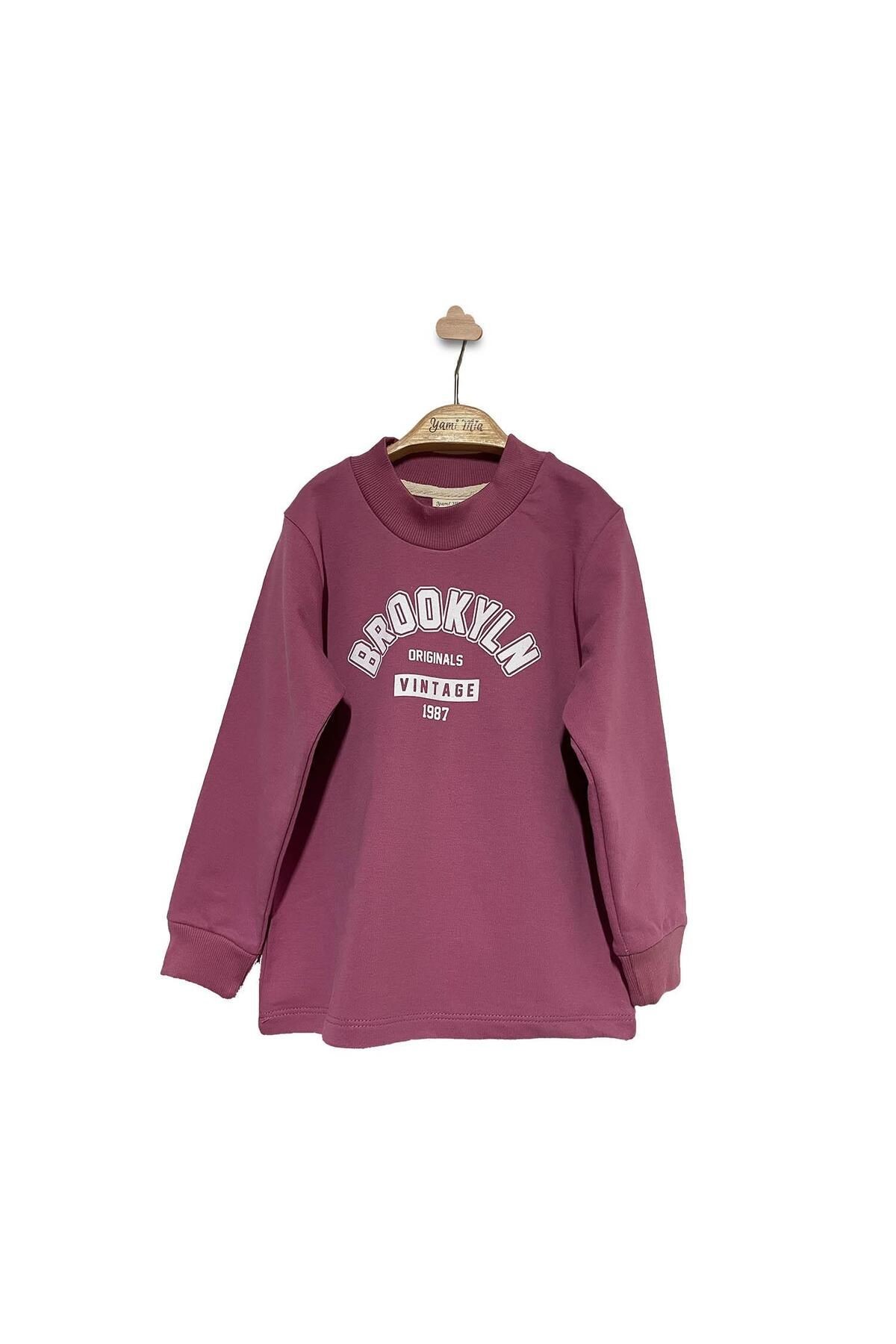 Baskılı Sweatshirt - Koyu Pembe