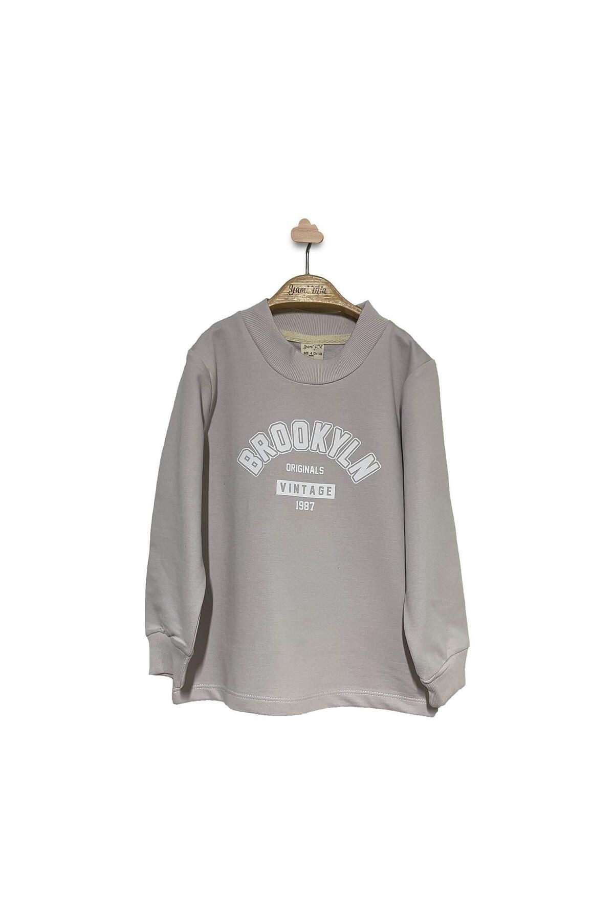 Baskılı Sweatshirt - Bej