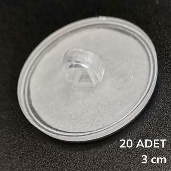 OLLEVRA 20 Adet Şeffaf Yuvarlak 3 Cm Çaplı Güçlü Disk Yapışkanlar