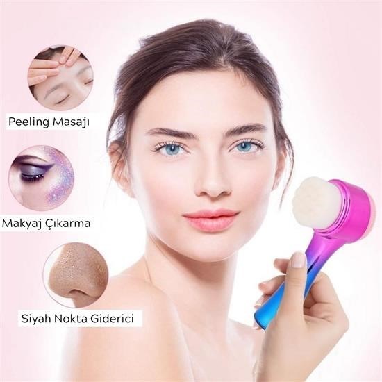 OLLEVRA Çift İşlevli Renkli Cilt Yüz Temizleme Fırçası Peeling Masaj Etkili Gözenek Temizleyici Alet