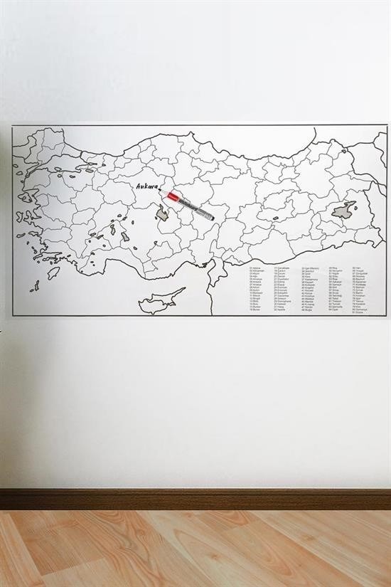 OLLEVRA Yazılabilir Türkiye Haritası Manyetik Duvar Stickerı 110 x 56 cm