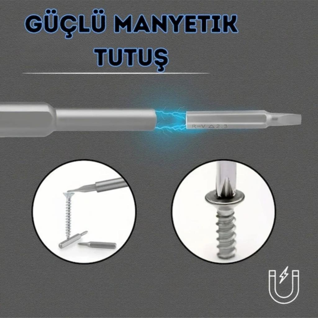 OLLEVRA 25 Parça 24 farklı uçlu Mıknatıslı 25 in 1  Tornavida Seti