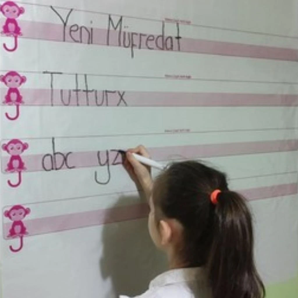 OLLEVRA Kılavuz Çizgili Akıllı Kağıt Yazı Tahtası Duvarda İz Bırakmaz Statik Yeni Müfredata Uygun 100x56cm