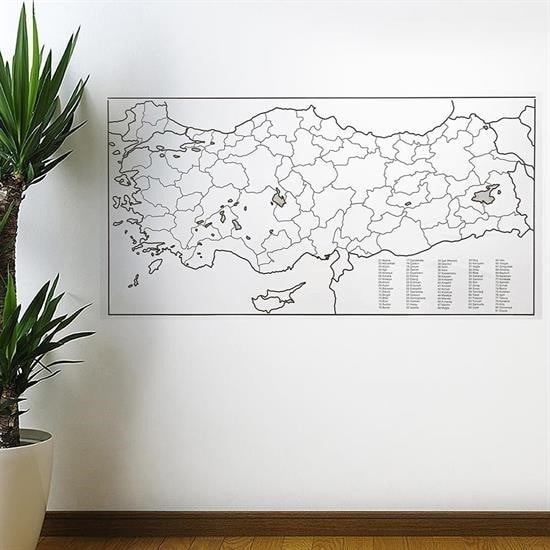 OLLEVRA Yazılabilir Türkiye Haritası Manyetik Duvar Stickerı 110 x 56 cm