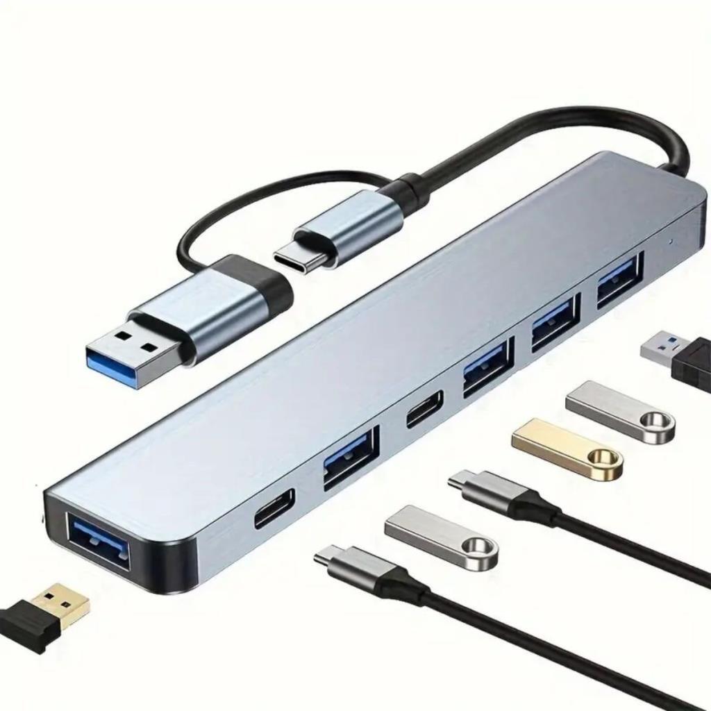 OLLEVRA 8 in 1 Usb Çevirici Notebook Macbook Type-C Uyumlu Görüntü Aktarıcı Hub