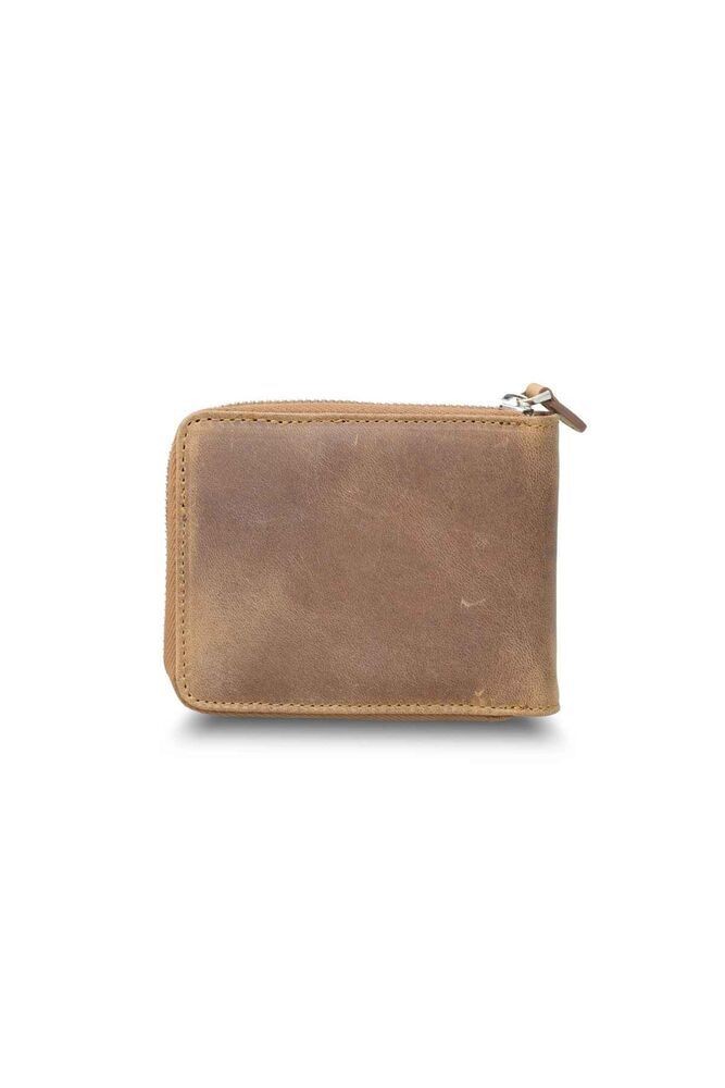 Guard Antik Taba Fermuarlı Yatay Mini Hakiki Deri Cüzdan Erkek / Kadın P2265