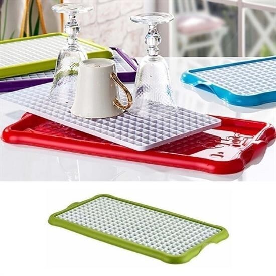 OLLEVRA Pratik Lavabo Tezgah Üstü Bulaşık Kurutmalığı Süzmatik 22x40 cm