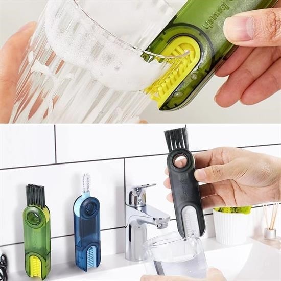 OLLEVRA 3 Fonksiyonlu Pratik Şişe Temizleme Fırçası Mutfak Banyo Araç İçin Çok Amaçlı Fırça