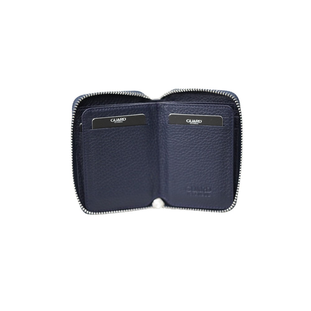 Guard Fermuarlı Lacivert Hakiki Deri Mini Cüzdan Erkek / Kadın P799