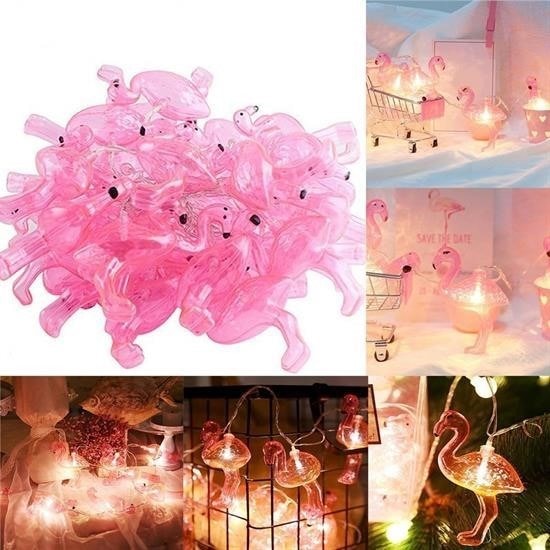 OLLEVRA 10lu Pilli Led Flamingo Dekoratif Işık Zinciri Aydınlatma 1,5 Mt