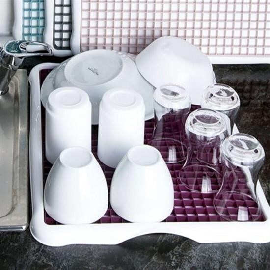 OLLEVRA Pratik Lavabo Tezgah Üstü Bulaşık Kurutmalığı Süzmatik 22x40 cm