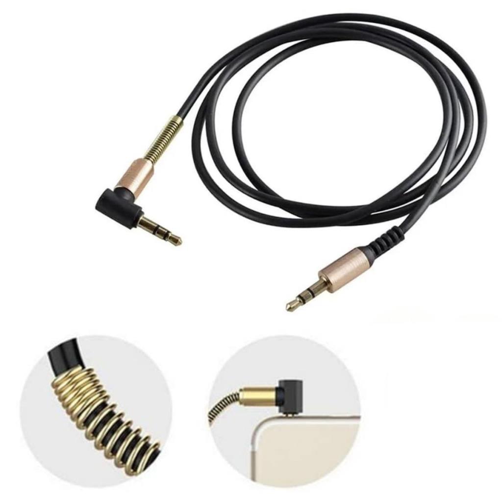OLLEVRA 3.5mm AUX Kablosu Jak Erkek Erkek L Tipi 1 Metre Ses Aktarım Kablosu