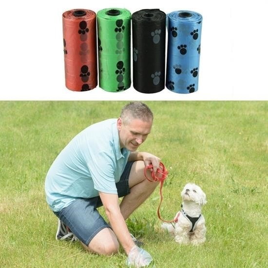 OLLEVRA 4lü Evcil Hayvanlar Için Pati Desenli Kedi Köpek Kaka Poşeti Torbası