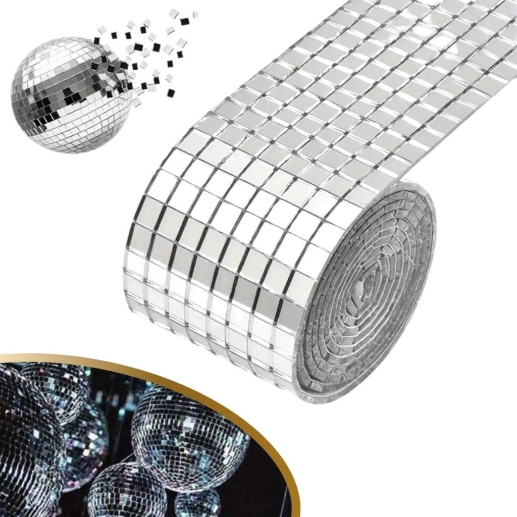 OLLEVRA 1 Metre Uzunluğunda Gümüş Renk Aynalı Mozaik Taşlı Dekor Bandı 4 cm x 1 mt