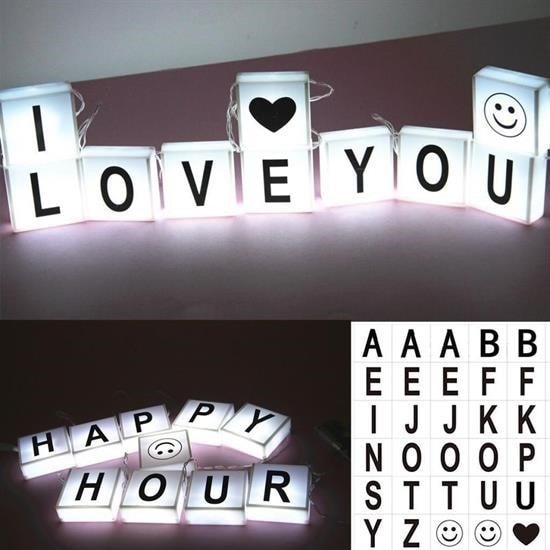 OLLEVRA 10lu Lightbox Işıklı Harf Mesaj Panosu Dekoratif Harf Işık Zinciri