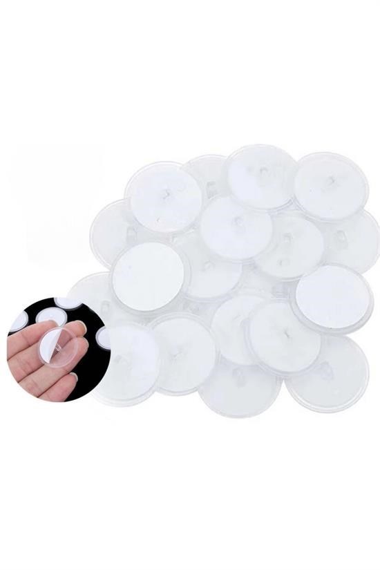 OLLEVRA 20 Adet Şeffaf Yuvarlak 3 Cm Çaplı Güçlü Disk Yapışkanlar