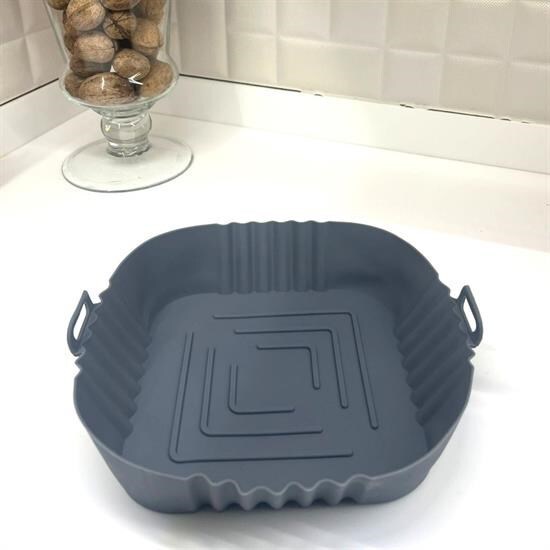 OLLEVRA Renkli Isıya Dayanıklı Yıkanılabilir Silikon Fırın  Airfryer Kare Model Pişirme Matı 20 cm