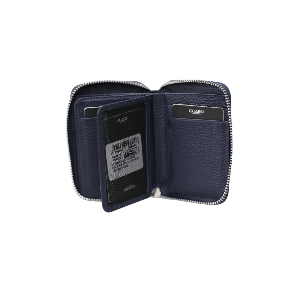 Guard Fermuarlı Lacivert Hakiki Deri Mini Cüzdan Erkek / Kadın P799