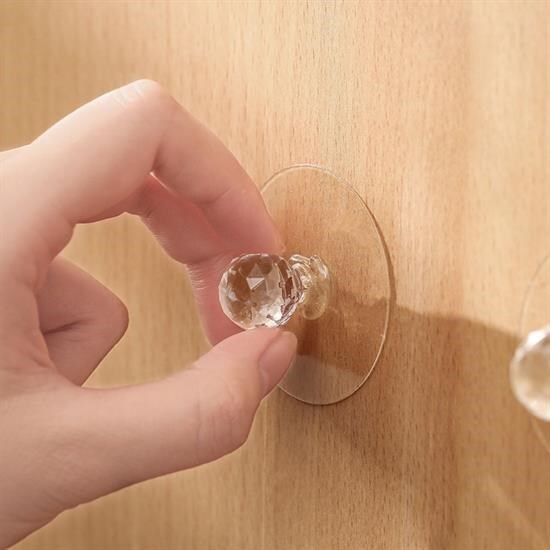 OLLEVRA 2 Adet Kristal Kendiliğinden Güçlü Yapışkanlı Kulp Askısı Tutma Kolu
