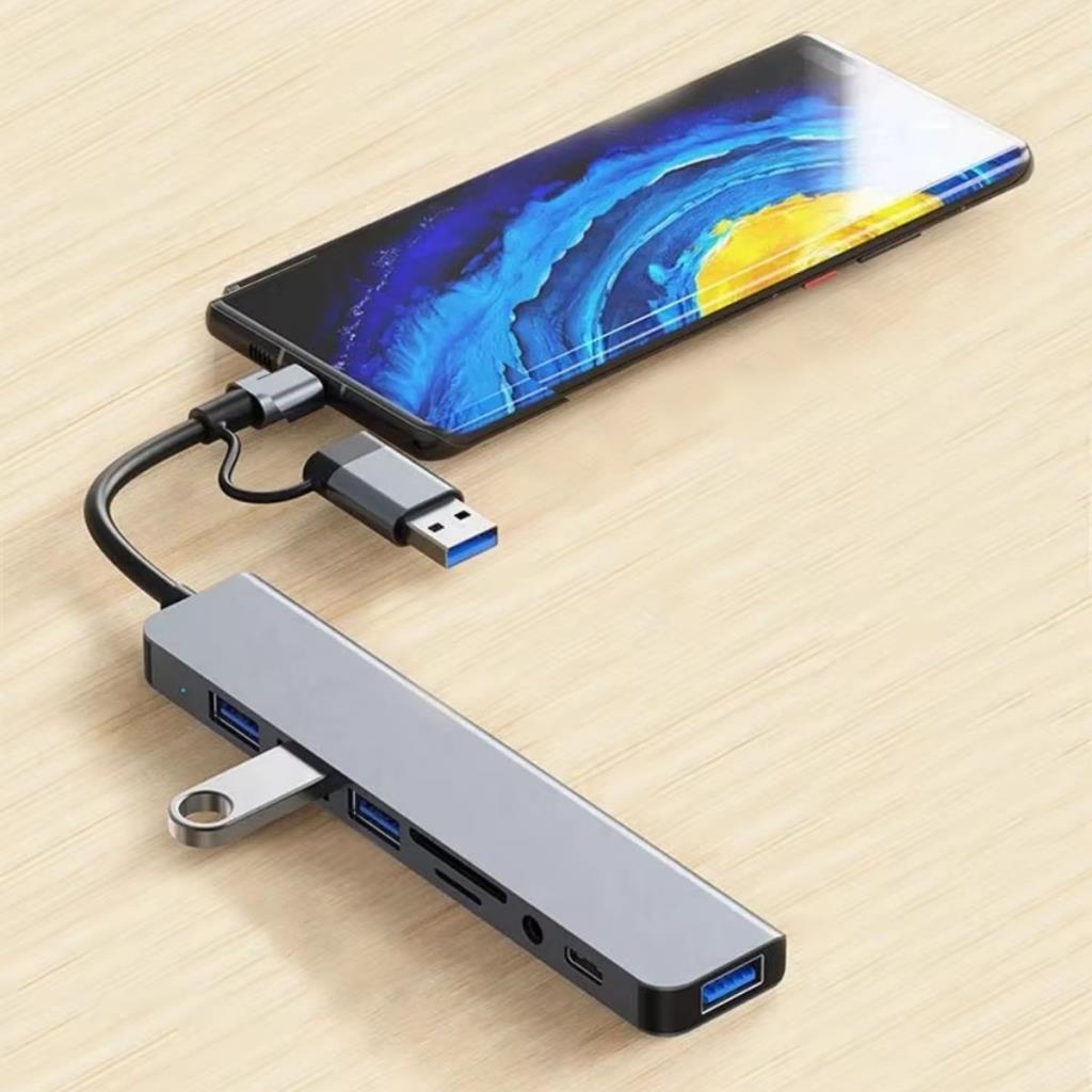 OLLEVRA 8 in 1 Usb Çevirici Notebook Macbook Type-C Uyumlu Görüntü Aktarıcı Hub