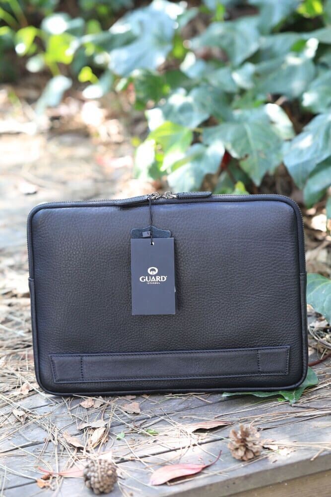 Guard Siyah Hakiki Deri Clutch Çanta Erkek / Kadın P1806