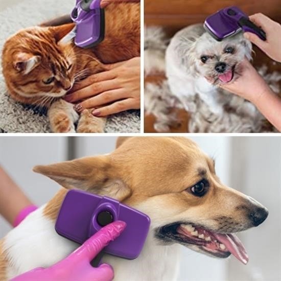OLLEVRA Otomatik Temizlenebilen Tuşlu Pratik Kedi Köpek Tüy Toplama Fırçası