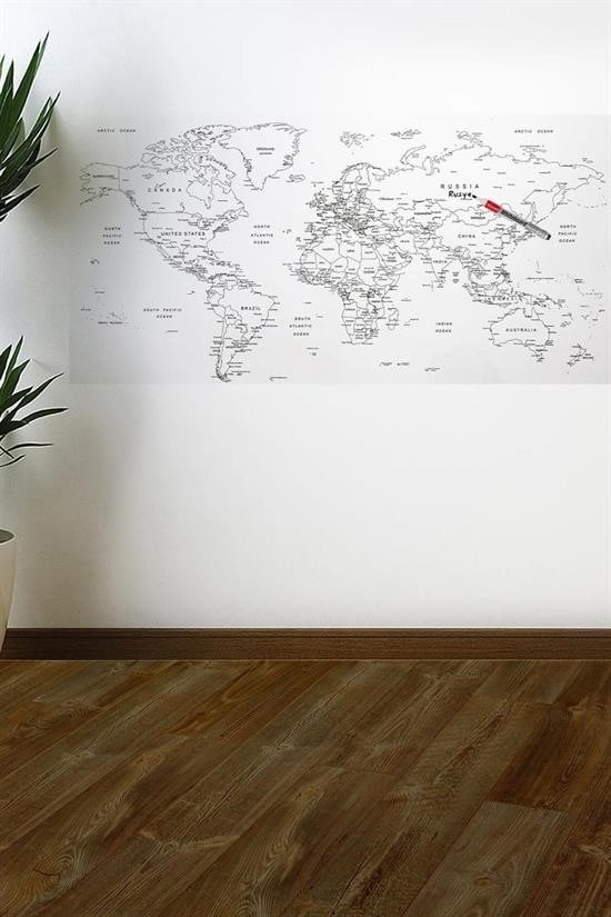 OLLEVRA Yazılabilir Dünya Haritası Manyetik Duvar Stickerı 110 x 56 cm