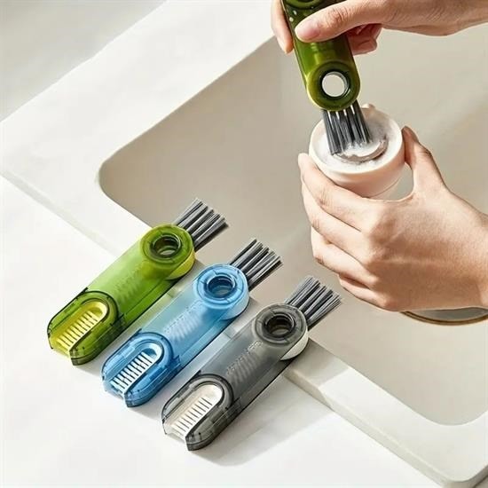 OLLEVRA 3 Fonksiyonlu Pratik Şişe Temizleme Fırçası Mutfak Banyo Araç İçin Çok Amaçlı Fırça