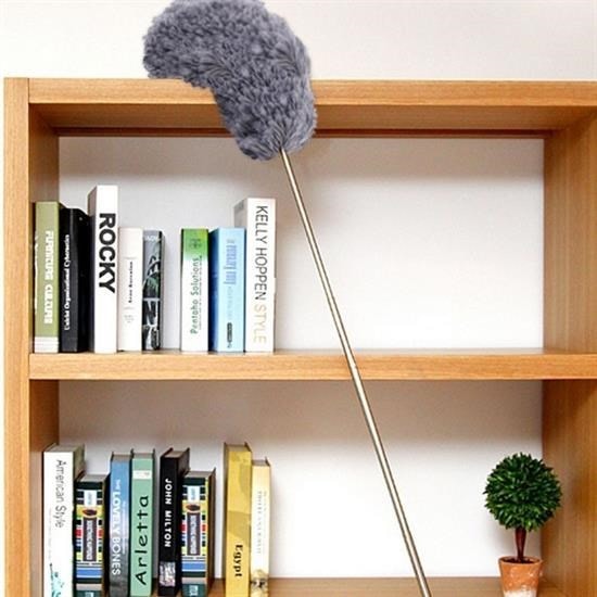 OLLEVRA 140 Cm Teleskopik Uzatılabilir Mikrofiber Yumuşak Başlıklı Gri Toz Alma Fırçası Toz Püskülü