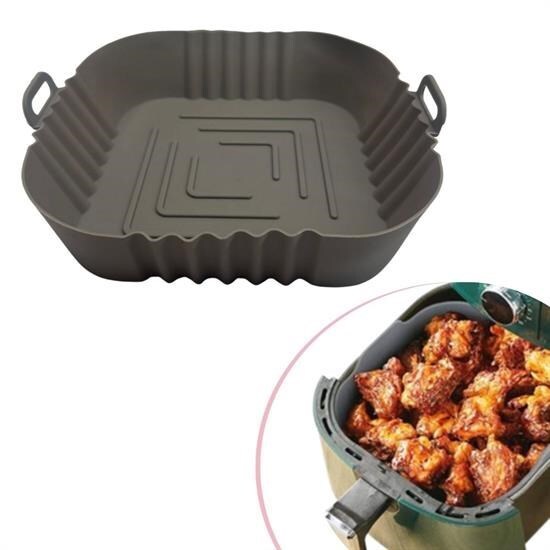 OLLEVRA Renkli Isıya Dayanıklı Yıkanılabilir Silikon Fırın  Airfryer Kare Model Pişirme Matı 20 cm