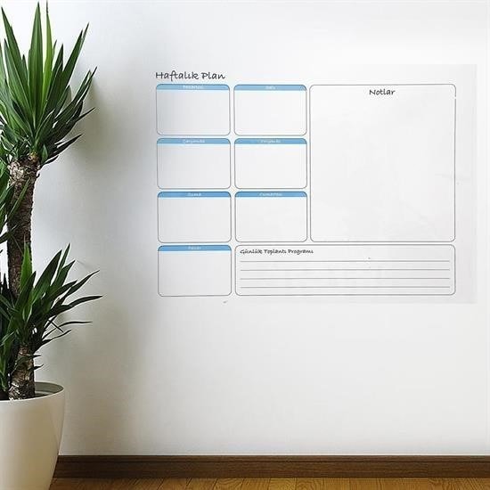 OLLEVRA Haftalık Planlayıcı Manyetik Duvar Stickerı Takvim 56 cm x 70 cm