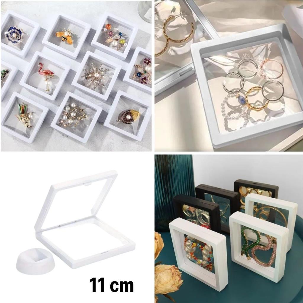 OLLEVRA 11x11cm Standlı 3D Takı Ziynet Hatıra Koleksiyon Saklama Kutusu Şeffaf Film Çerçevesi