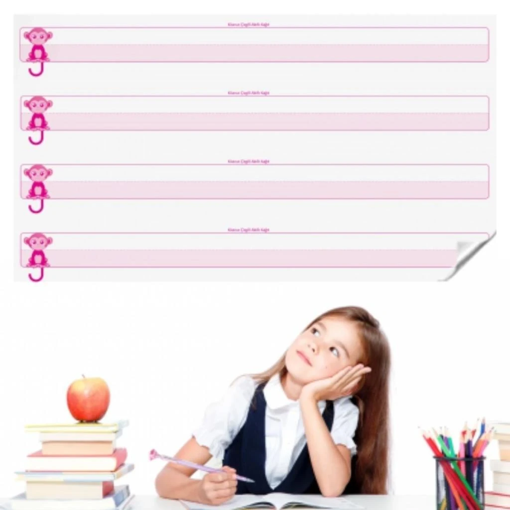 OLLEVRA Kılavuz Çizgili Akıllı Kağıt Yazı Tahtası Duvarda İz Bırakmaz Statik Yeni Müfredata Uygun 100x56cm