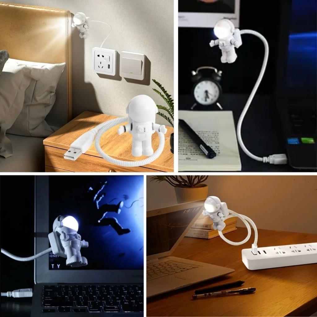OLLEVRA USB Astronot Gece Lambası, Masa Lambası, Kitap Okuma Lambası Işığı