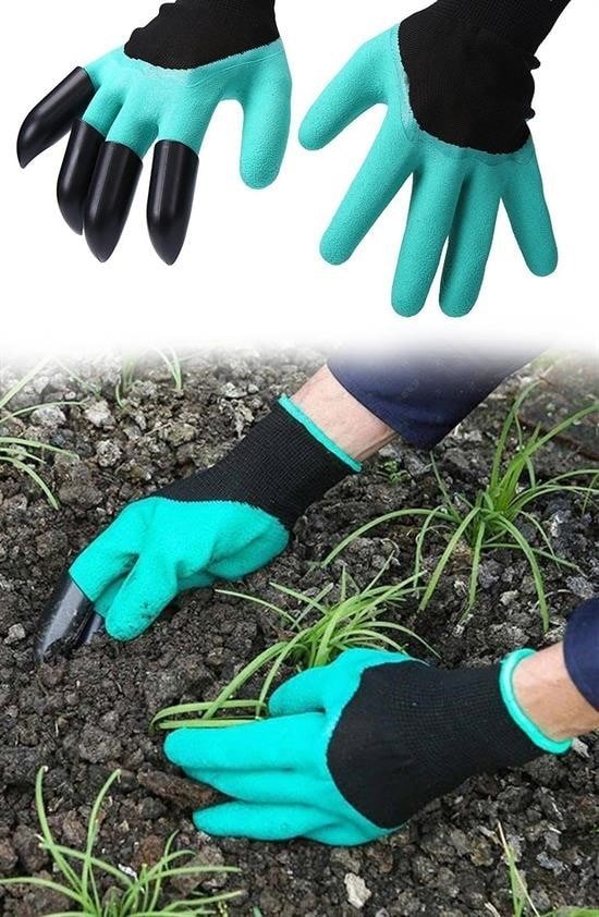 OLLEVRA Toprak Kazma Ekme Çapalama İçin Korumalı Bahçe Bahçivan Eldiveni