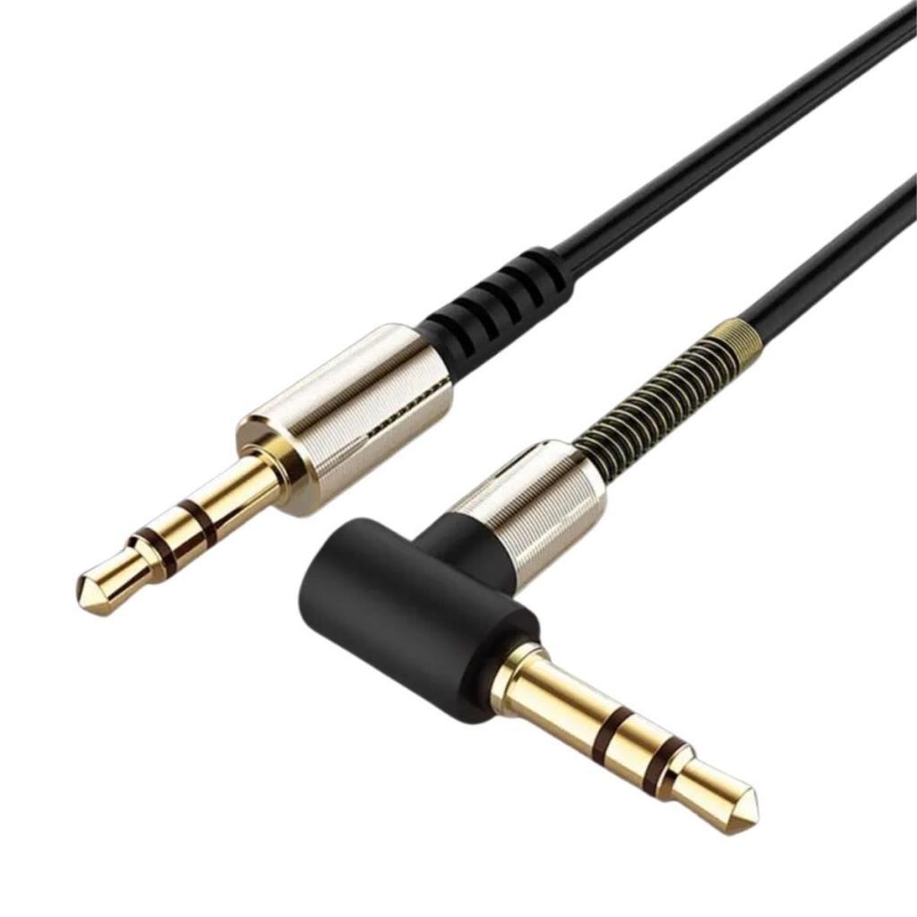 OLLEVRA 3.5mm AUX Kablosu Jak Erkek Erkek L Tipi 1 Metre Ses Aktarım Kablosu