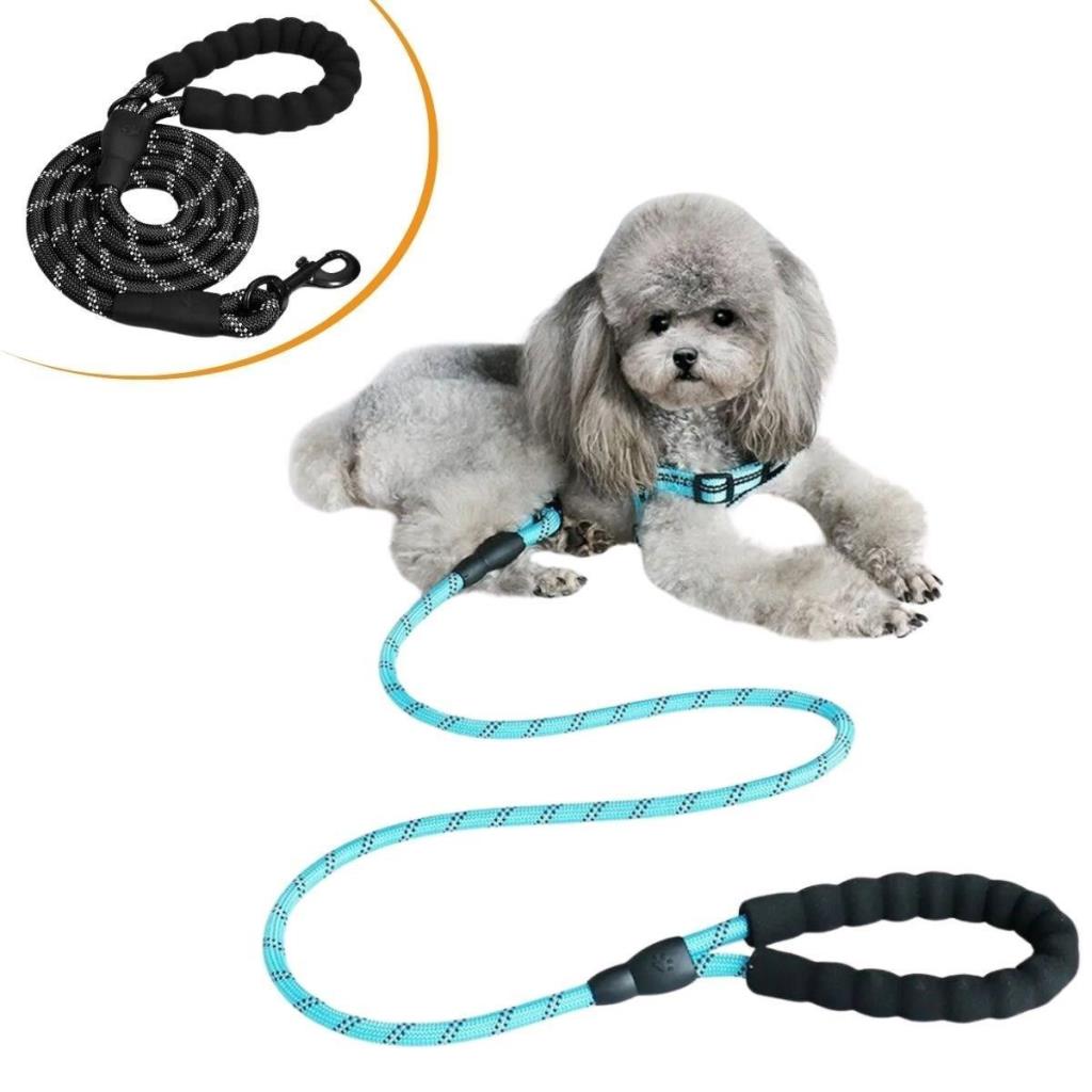 OLLEVRA Reflektörlü Fosforlu Köpek Gezdirme Halatı Tasma Kayışı Metal Kancalı 130 cm